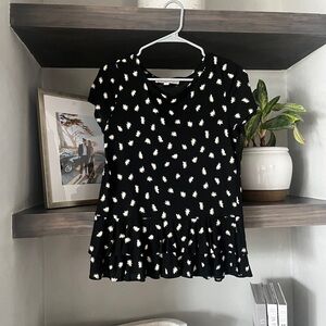 Loft Black Patterned Blouse